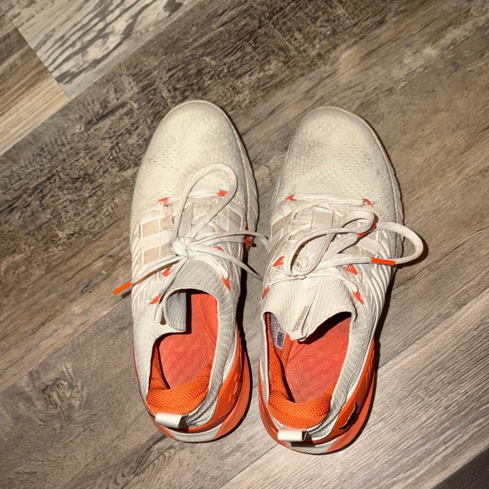 Under Armour White and Orange Dwayne the Rock Sneakers